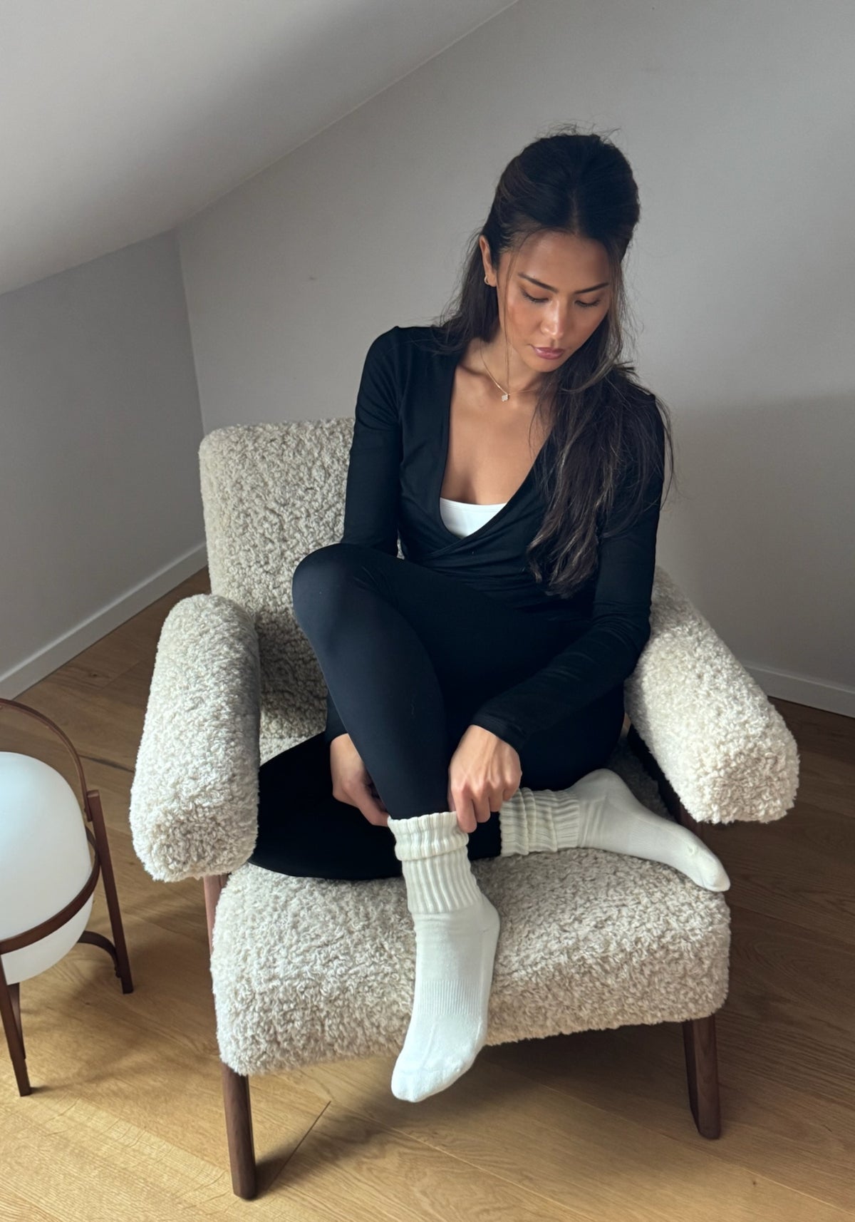 DOM Slouchy Socks Cream White