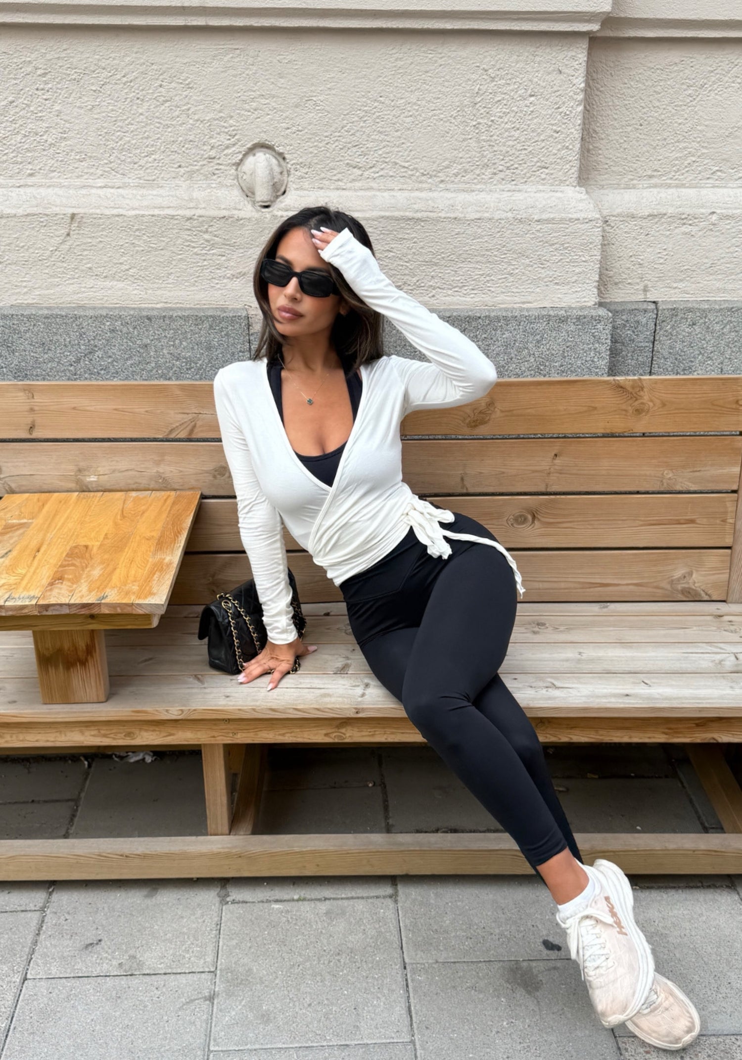 Ballet Wrap Top Long Sleeve White