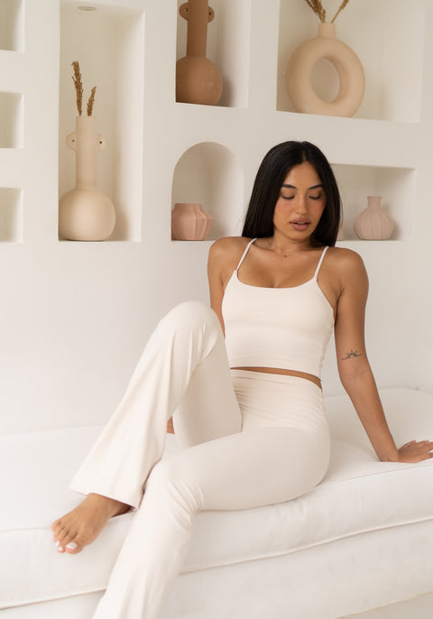 Butter Soft Flare Tights Cream White