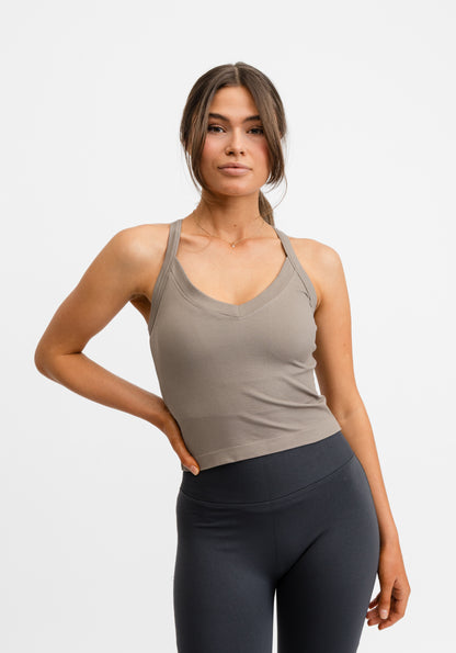 Ribbed Sports Tank Top Almond