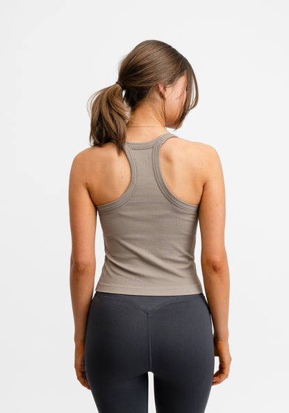 Ribbed Sports Tank Top Almond