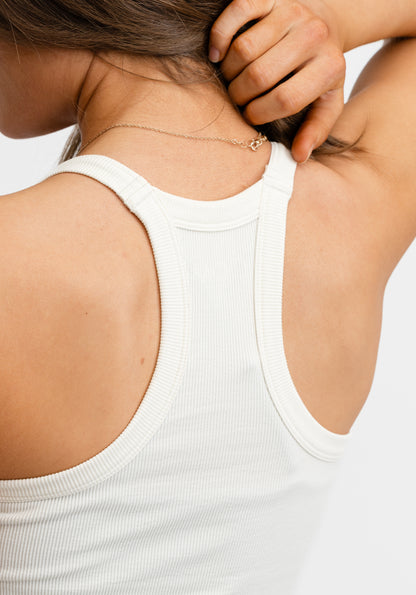 Ribbed Sports Tank Top White