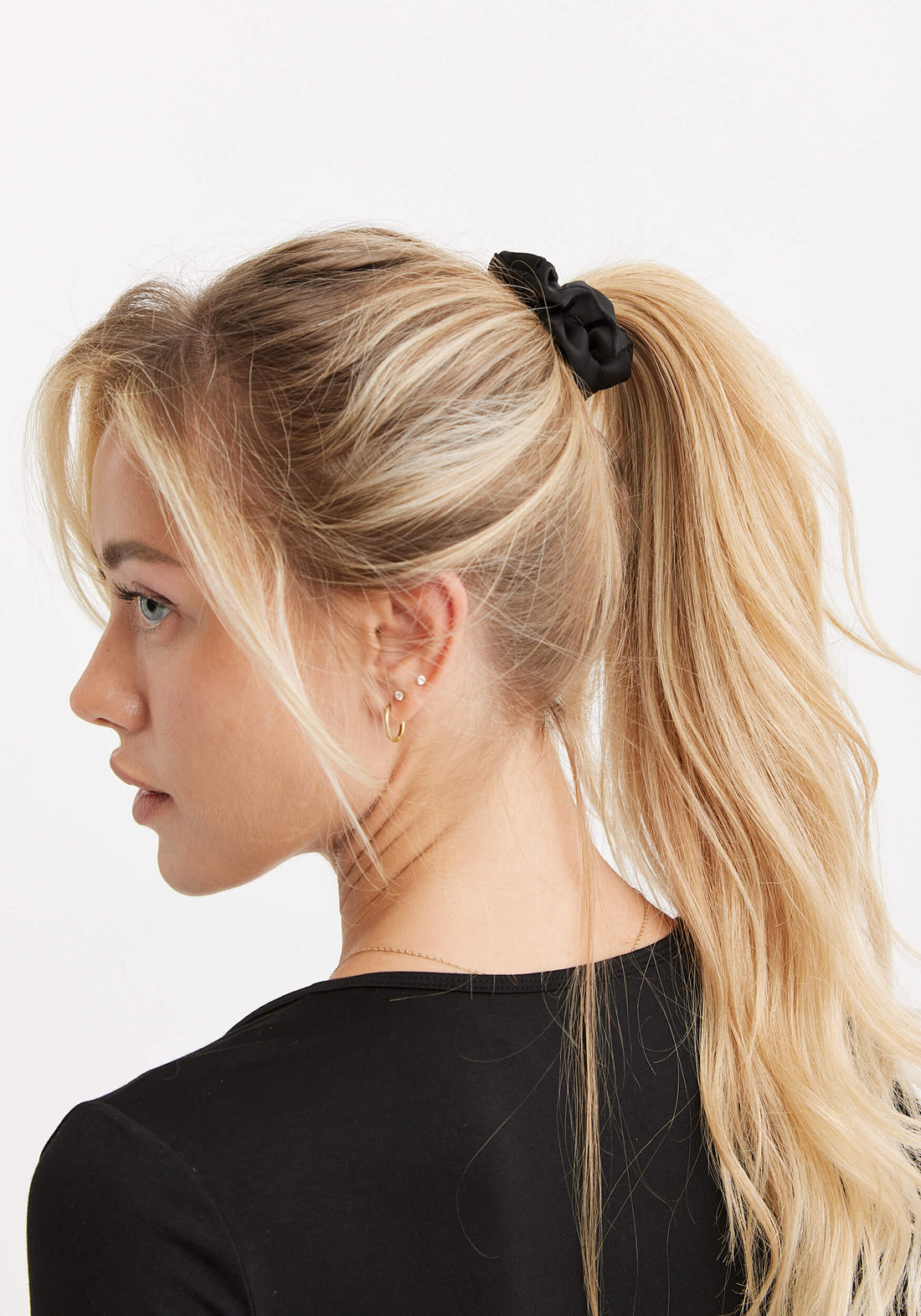 Satin Hair Scrunchie 3-Pack Multi Black