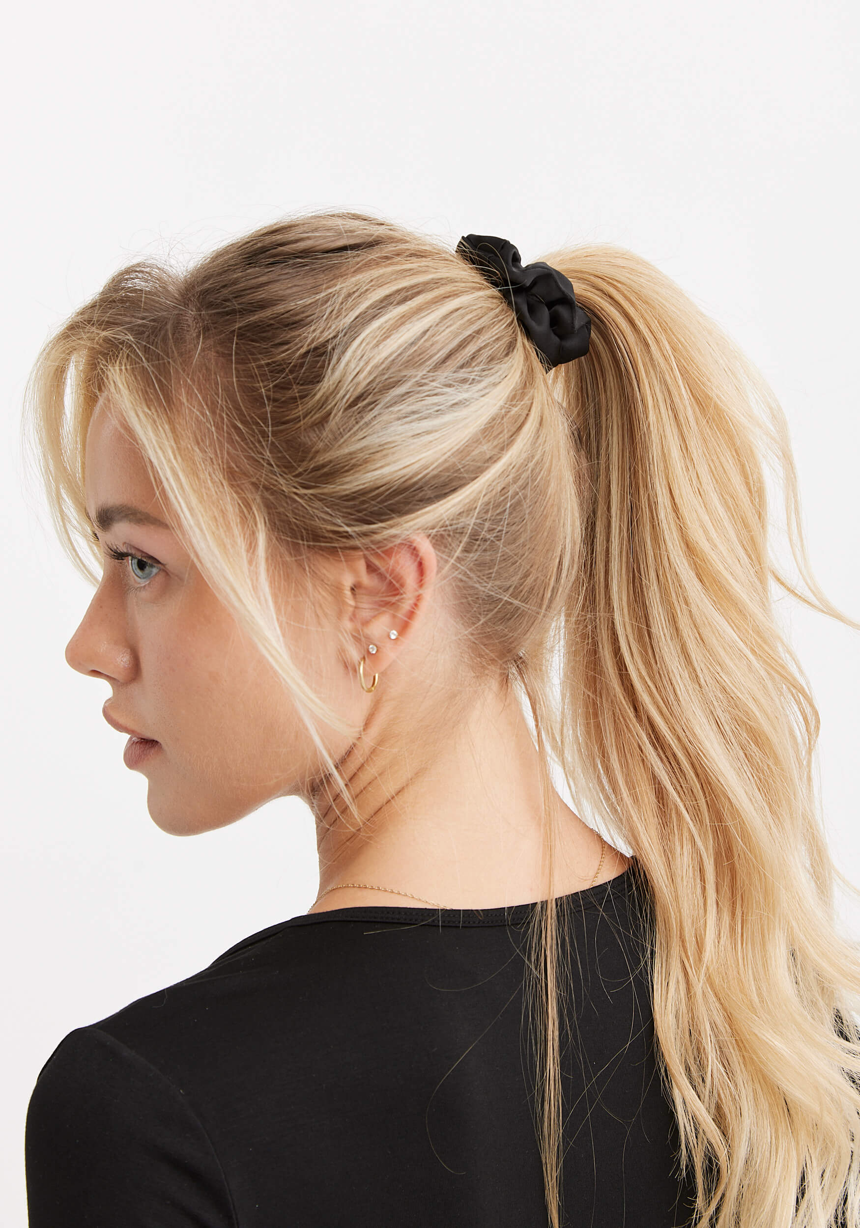 Satin Hair Scrunchie 3-Pack Multi Black