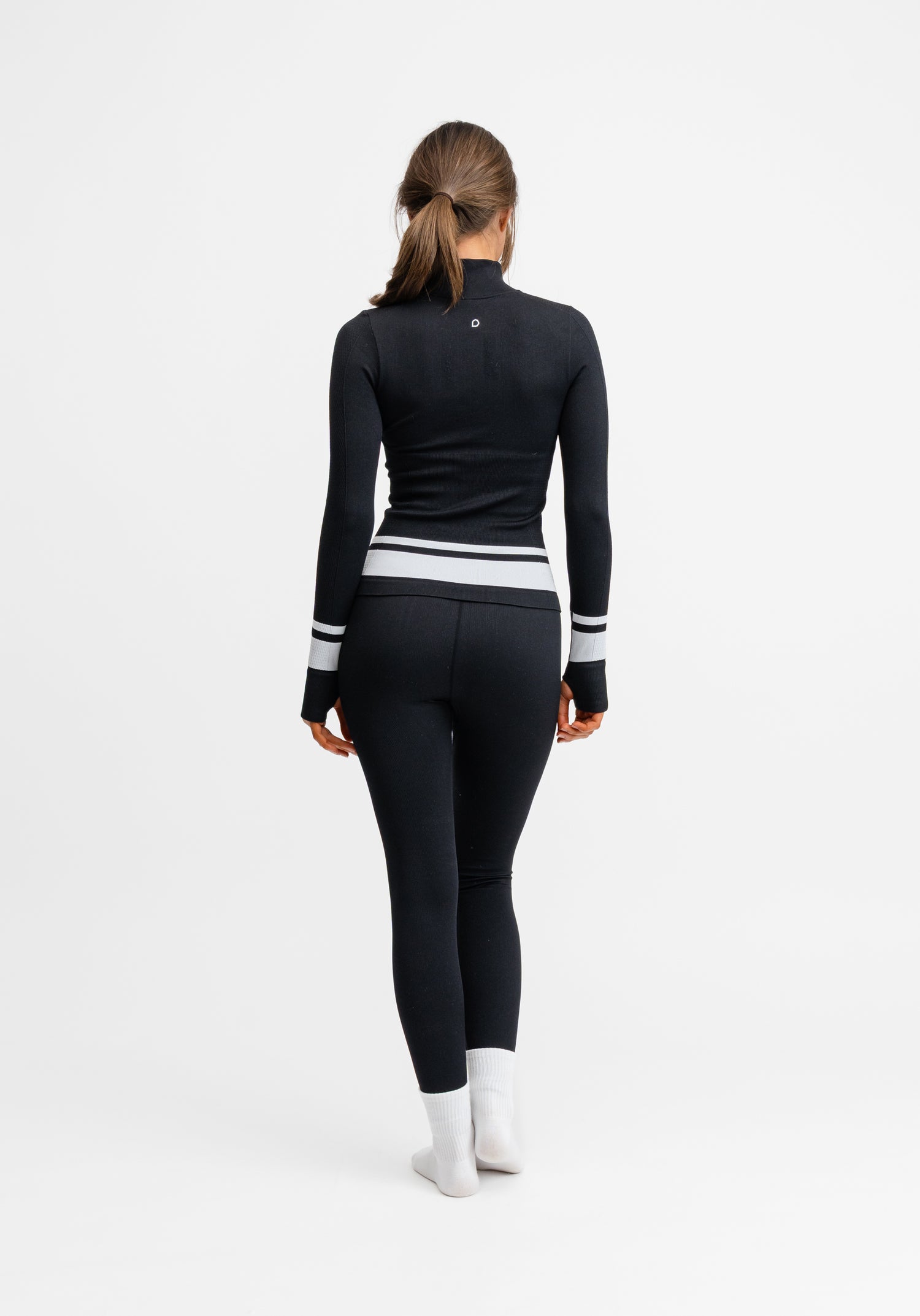 Seamless Half Zip Base Layer Top Black