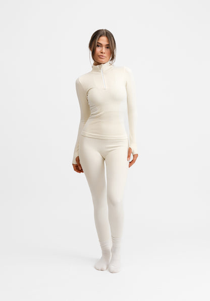 Seamless Base Layer Tights Cream White