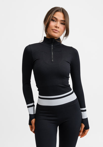 Seamless Half Zip Base Layer Top Black