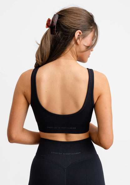Seamless Deep V Sports Bra Black