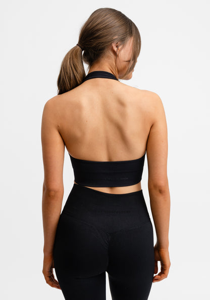 Seamless Halterneck Sports Bra Black