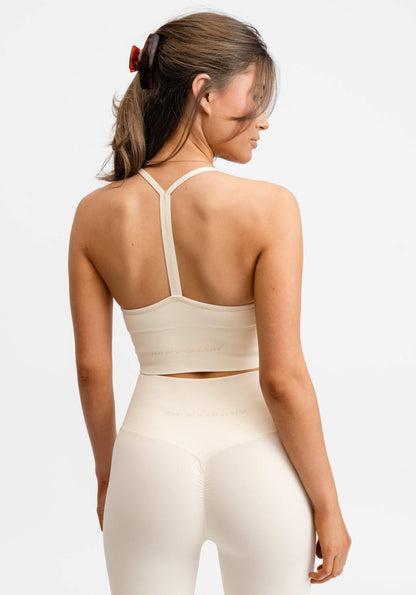 Seamless V Shape Crop Top Cream White