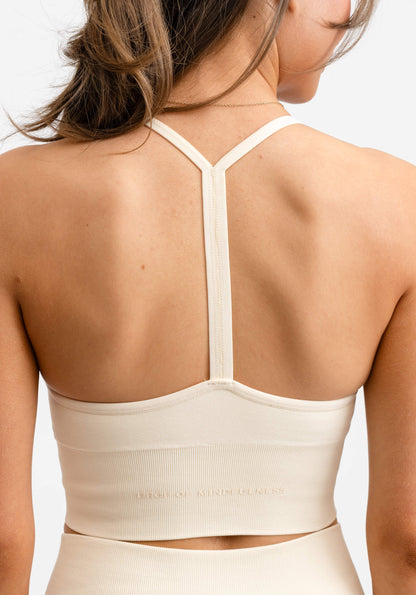 Seamless V Shape Crop Top Cream White