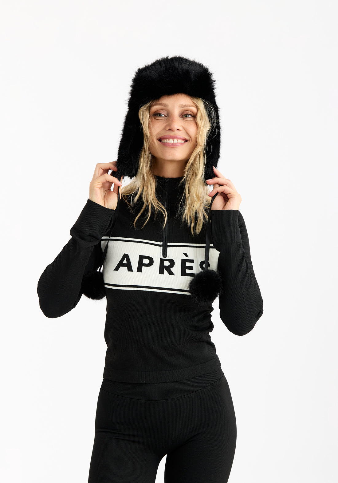 Seamless Half Zip Base Layer Black Après