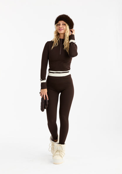 Seamless Half Zip Base Layer Dark Brown