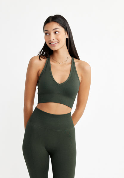 Signature V Shape Sports Bra Dark Green