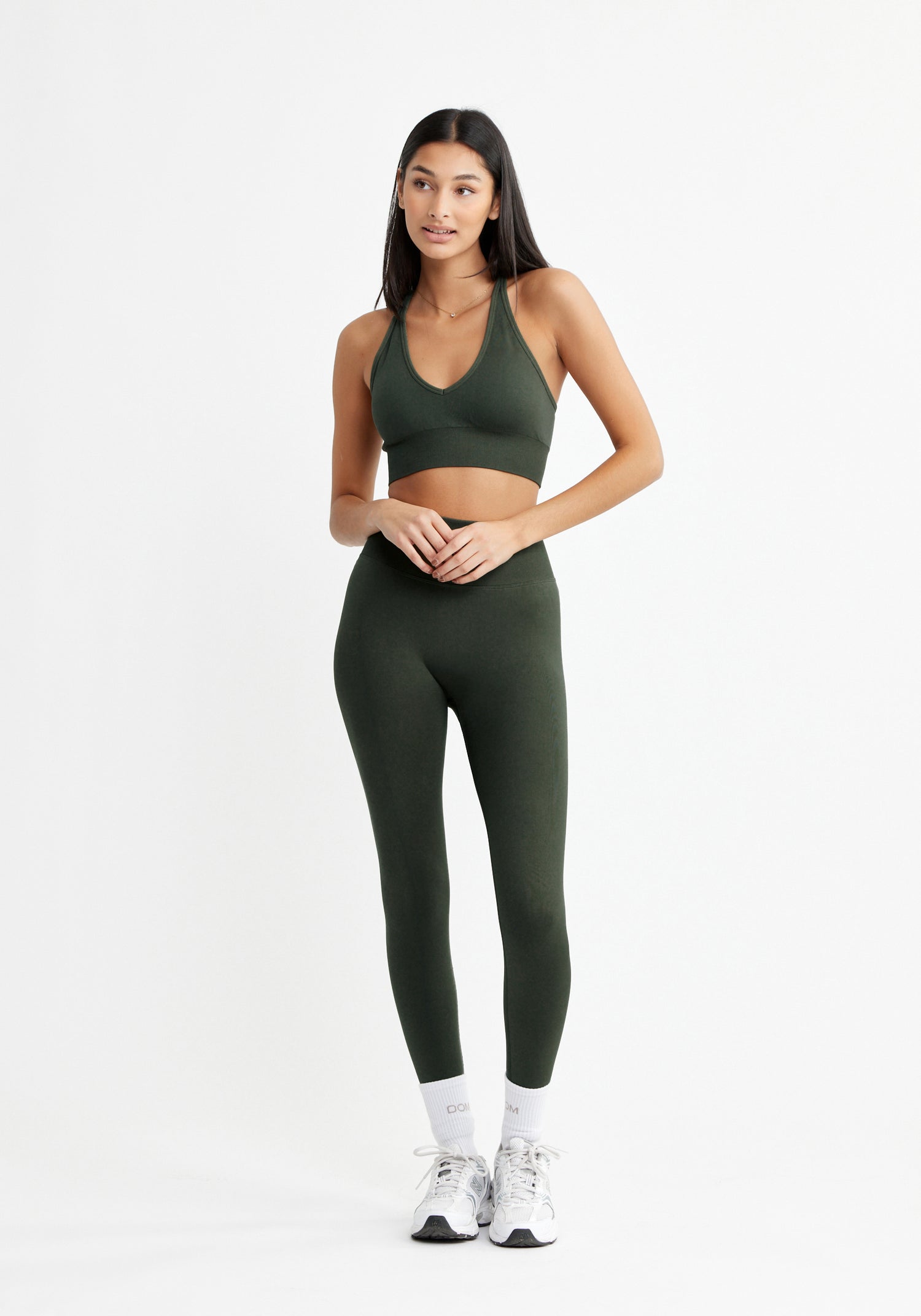 Signature V Shape Sports Bra Dark Green