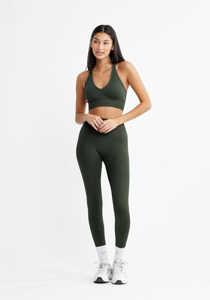 Signature V Shape Sports Bra Dark Green