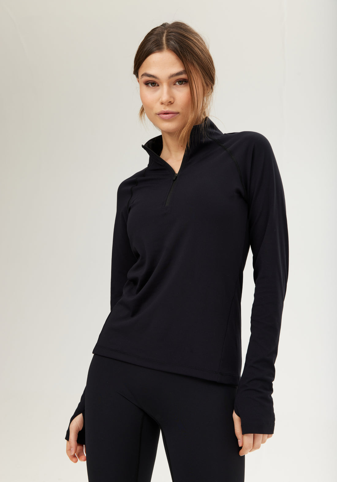 Half Zip Long Sleeve Pullover Black