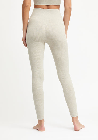 Molly Tights Ribbed Seamless Safari Beige Melange