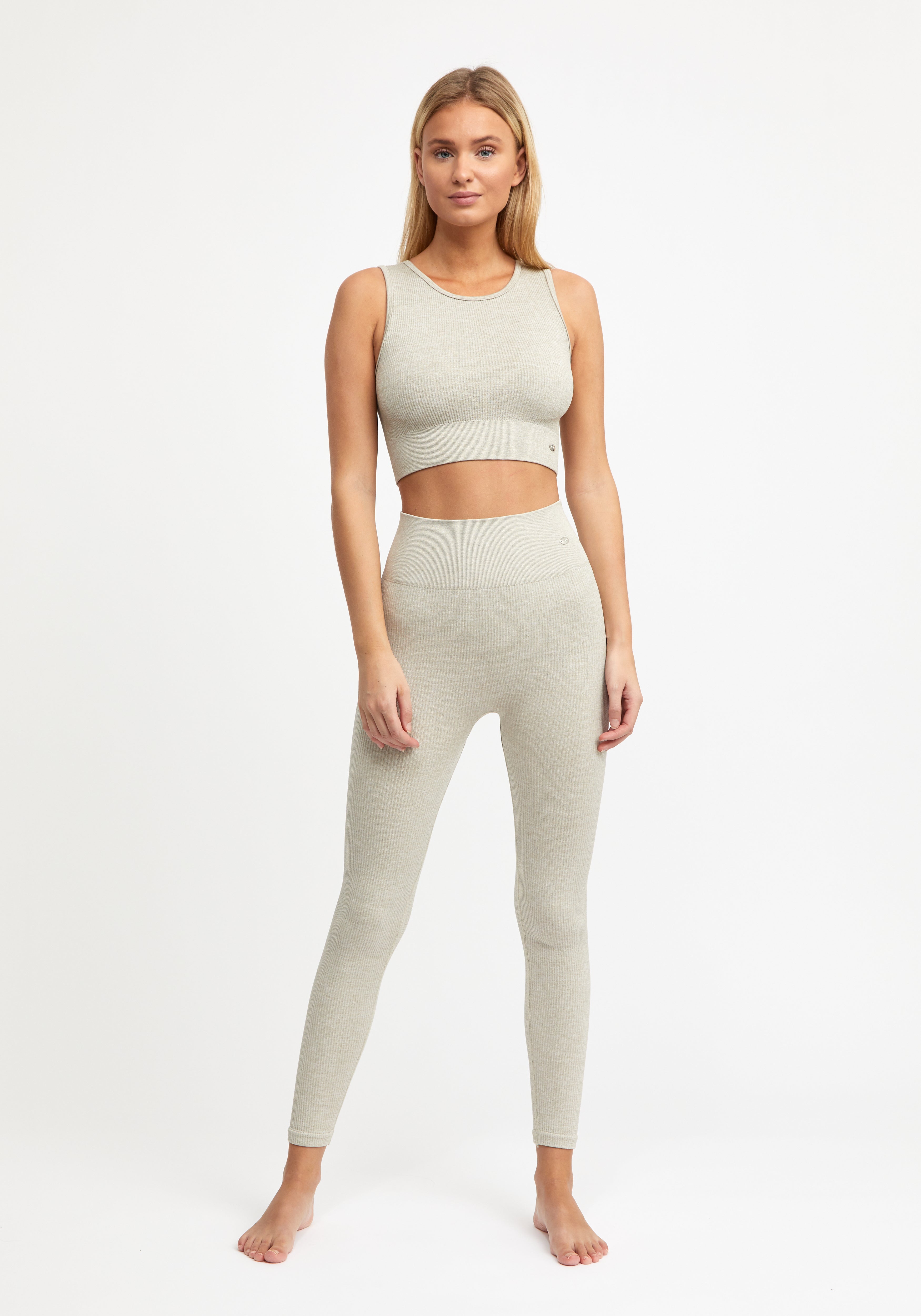 Molly Tights Ribbed Seamless Safari Beige Melange